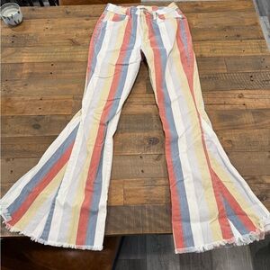 Colorful Striped Bell Bottom Jeans